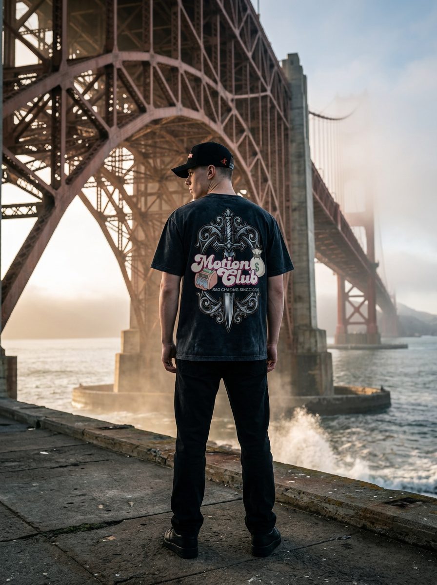 Dagger Tee back print under the bridge