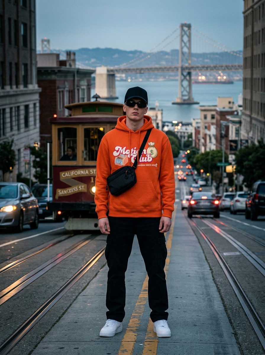 OG Logo Hoodie Bugatti Orange on California Street